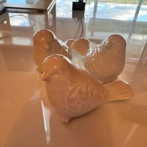 Pier 1 White Scroll Design Birds Salt and Pepper Shakers Set Ceramic